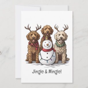 Convite Cães de Goldendoodle de Natal