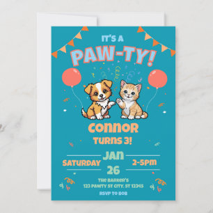 Convite Cães e Gatos - Passagem de Aniversário