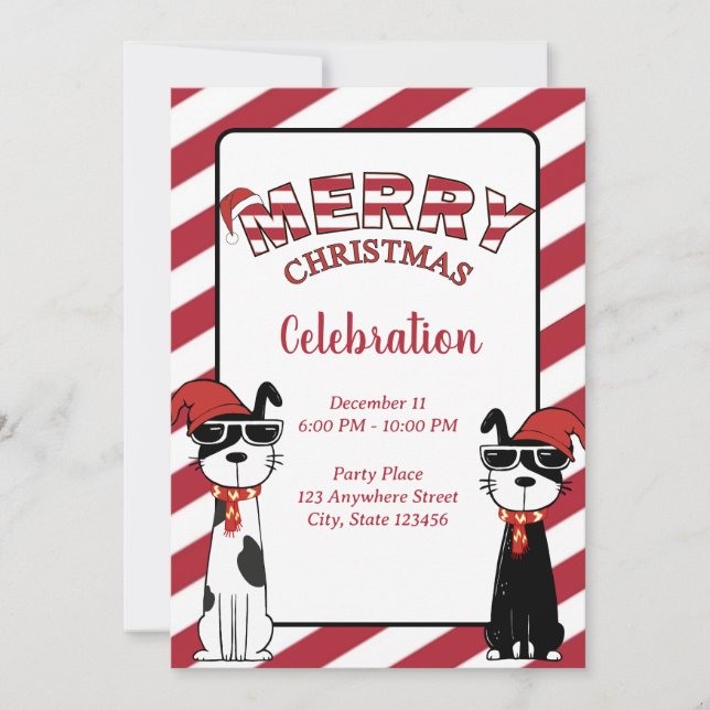 Convite Cães Legais Feliz Natal (Frente)