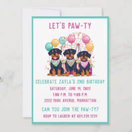 Convite Cães Rottweiler De Aniversário Num Carnaval