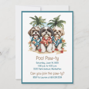Convite Cães Shih Tzu Vestindo Camisas Havaianas