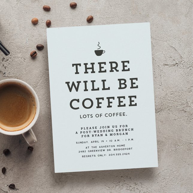 Convite Café azul-claro e divertido simples para o almoço (Criador carregado)