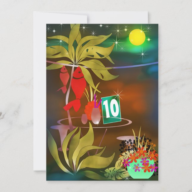 Convite Café bar da praia de verão, coquetel noturno moo (Frente)