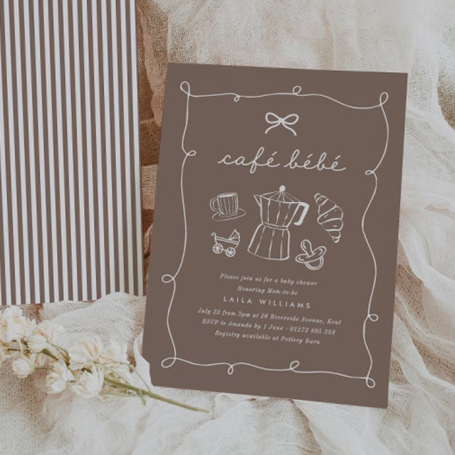Convite Café Bebe Café em Casa Chá de Bebê Expresso (Zazzle Cafe Bebe Home Coffee Baby Shower Espresso Invitation)