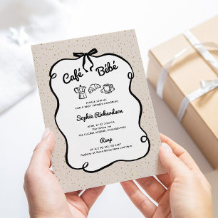 Convite Cafe Bebe   Chá de Bebê Neutro e Preto