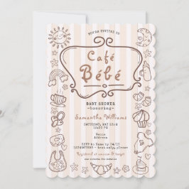 Convite Café Bébé francês Moderno Gênero Chá de fraldas ne