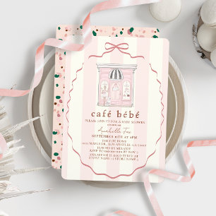 Convite Café Bébé French Paris Cafe Rosa Chás de Bebê