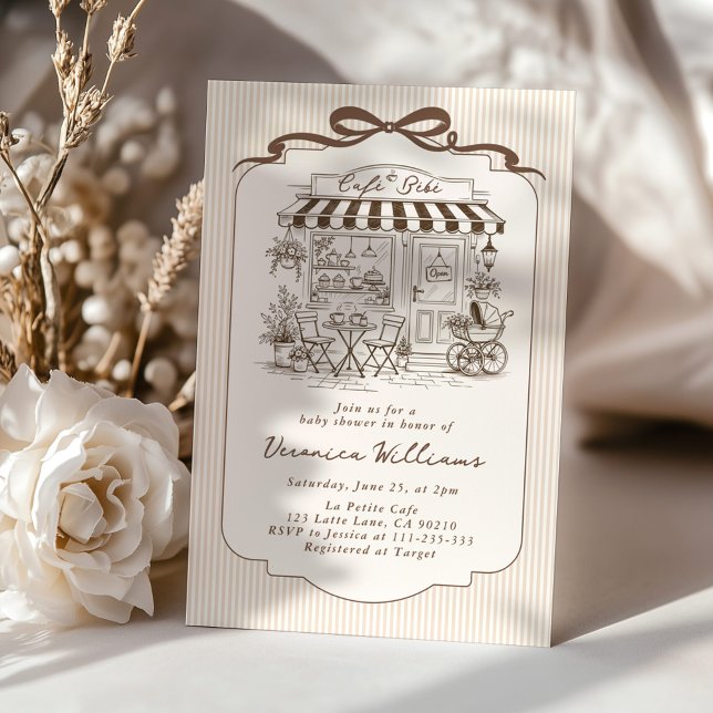 Convite Cafe Bebe Gender Neutral Elegant Brown Baby Shower (Criador carregado)