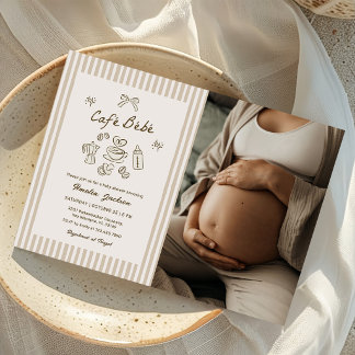 Convite Café Bebê Listras Vintage Chá de Bebê Foto
