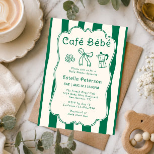 Convite Café Bebe Loja de Café Laço Verde Fofo Brunch de B