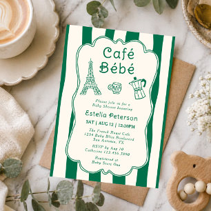 Convite Café Bebe Paris Cafeteria Bebê Verde Fofo Brunch