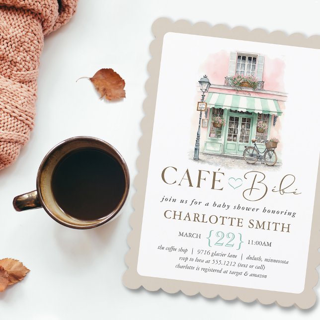 Convite Café Bébé Paris Themed Chá de fraldas (Café Bébé Paris Themed Baby Shower Invitation
#cafébébé
#coffeethemedbabyshower
#parisianbabyshower
)