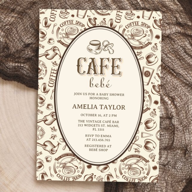 Convite Café Bébé Vintage Chá de Bebê | Retro (Criador carregado)