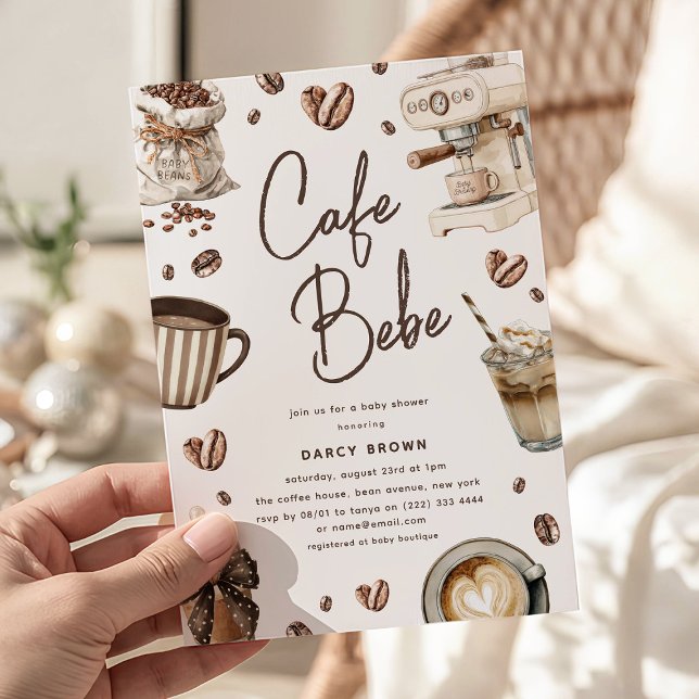 Convite Cafe Bebe' Watercolor Coffee Baby Shower (Criador carregado)
