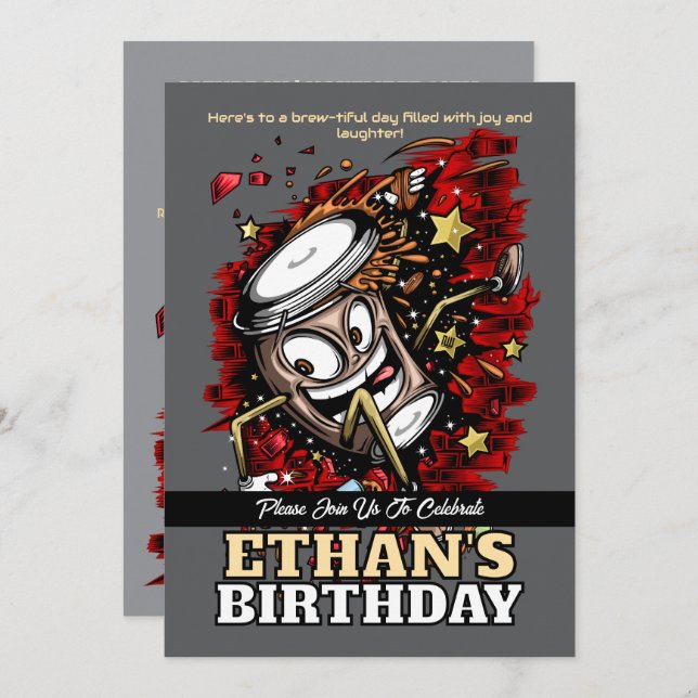 Convite Café Burst - Bold & Playday (Frente/Verso)