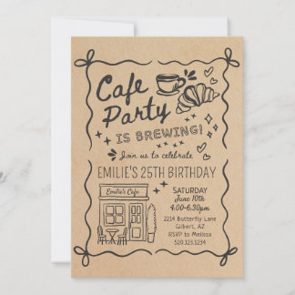 Convite Cafe Coffee Party Birthday Invitation