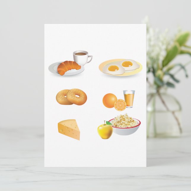 Convite Café da Comida, Croissant, Ovos, Sacos (Em pé/Frente)