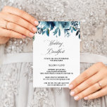 Convite Café da Manhã Azul Floral Celestial Marinho<br><div class="desc">Este convite para o café da manhã floral azul de marinho celeste é perfeito para um café da manhã de casamento de família e amigos de destino. O design apresenta marinhos,  azuis e índios lindamente desenhados à mão,  bem dispostos em um buquê encantador.</div>