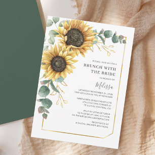 Convite Café da Manhã com a Noiva com Girassol Floral e Eu