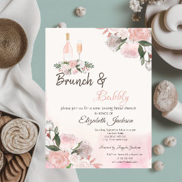 Convite Café da Manhã com Aquarela Floral e Champanhe para