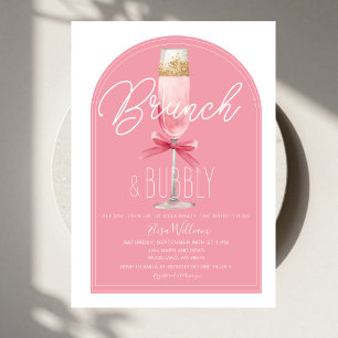 Convite Café da Manhã com Champanhe e Brunch de Arco Rosa