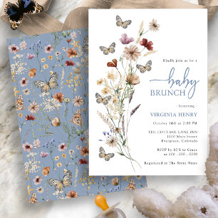 Convite Café da Manhã de Bebê com Flores Silvestres Boho A