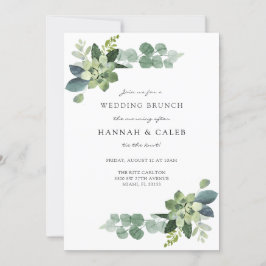 Convite Café da manhã de casamento com eucalipto