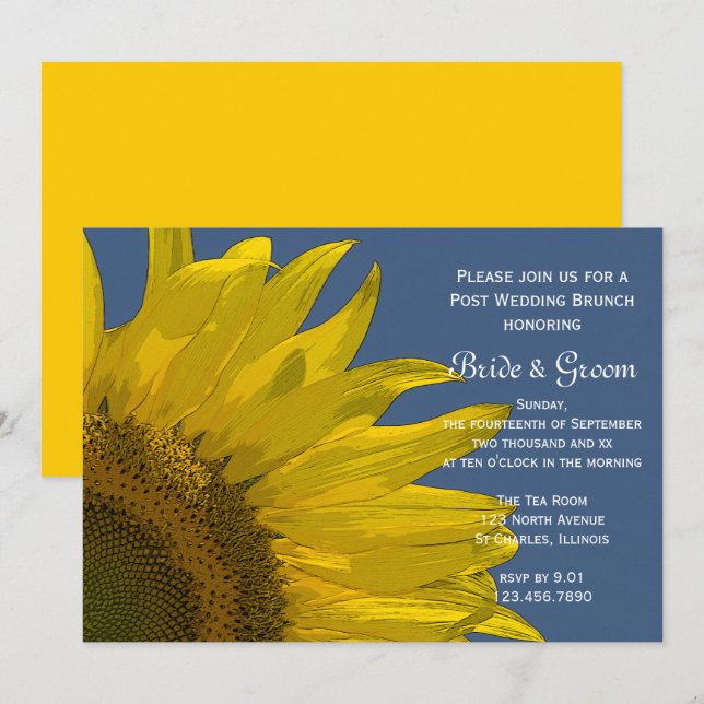 Convite Café da Manhã de Casamento de Jardim Amarelo de Gi (Frente/Verso)