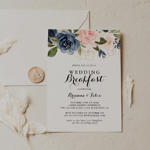 Convite Café da Manhã de Casamento Floral de Inverno Elega