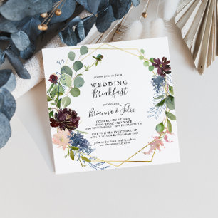 Convite Café da manhã de casamento geométrico Dourado