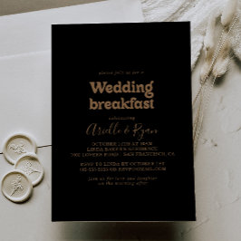 Convite Café da Manhã de Casamento Minimal Clássico Ouro P