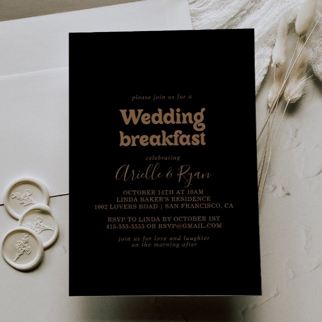 Convite Café da Manhã de Casamento Minimal Clássico Ouro P (Criador carregado)