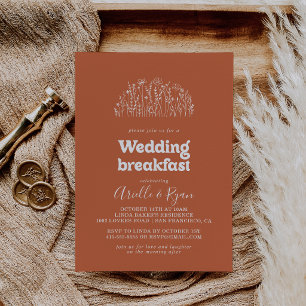 Convite Café da Manhã de Casamento Minimalista com Flores