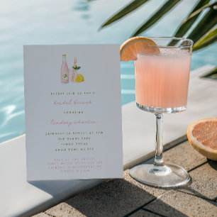 Convite Café da Manhã de Noiva com Limonada Rosa Minimalis