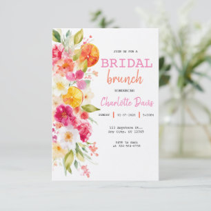 Convite Café da Manhã de Noiva Floral Cítrico Elegante Chi
