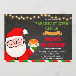 Convite Café da manhã de panqueca com festa do Papai Noel