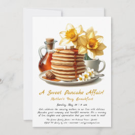 Convite Café da manhã do dia das mães - Panquecas e Daffod