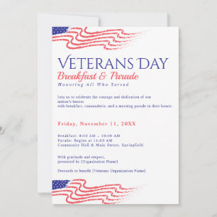 Convite Café da Manhã do Dia dos Veteranos Desfile Patriót