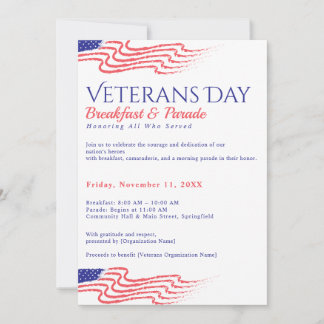 Convite Café da Manhã do Dia dos Veteranos Desfile Patriót
