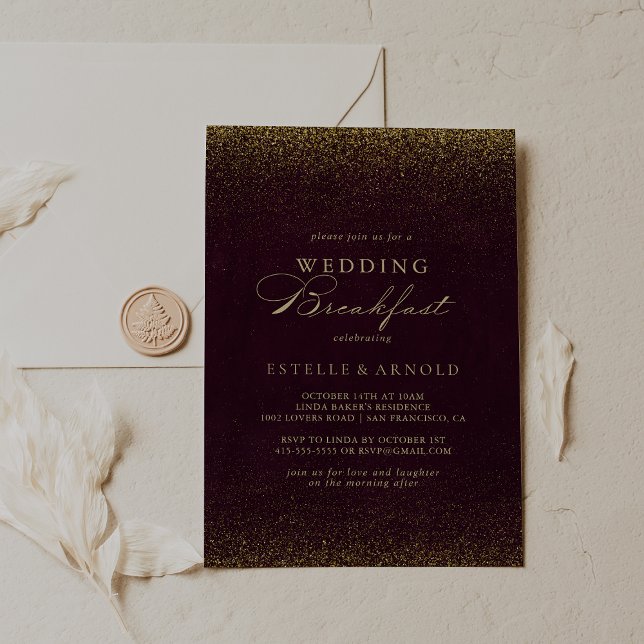 Convite Café da Manhã Dourada de Casamento com Literatura  (Criador carregado)