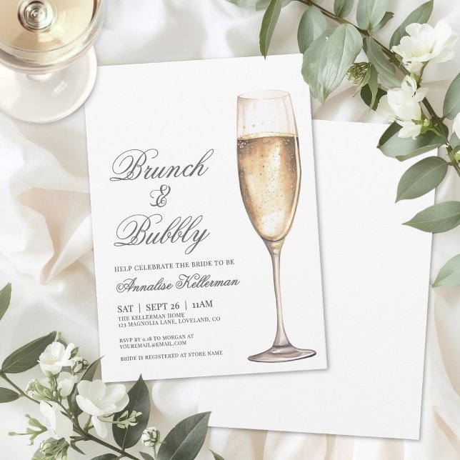 Convite Café da Manhã e Brinde no Chá de Noiva (Brunch And Bubbly Bridal Shower Invitation)