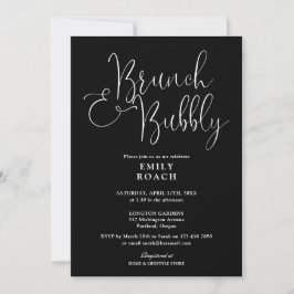 Convite Café da Manhã e Brunch de Bolha Preto e Branco par