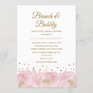 Convite Café da Manhã e Brunch de Rosa Elegante e Chuveiro