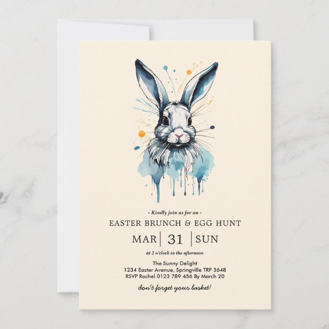 Convite Café da manhã e Caça aos Ovos de Páscoa | Coelho d (Frente)