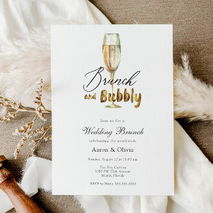 Convite Café da Manhã e Champagne Brunch de Casamento Gold