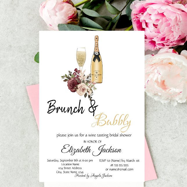 Convite Café da manhã floral com taça de Moet & Chá revela (Criador carregado)