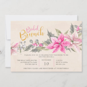 Convite Café da Manhã Floral de Inverno Poinsettia Aquarel