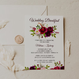 Convite Café da Manhã Floral Simples Burgundy