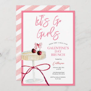 Convite Café da Manhã Noturno de Coquetel de Cereja Rosa Q