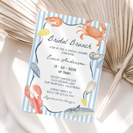 Convite Café da Manhã Nupcial com Frutos do Mar em Aquarel